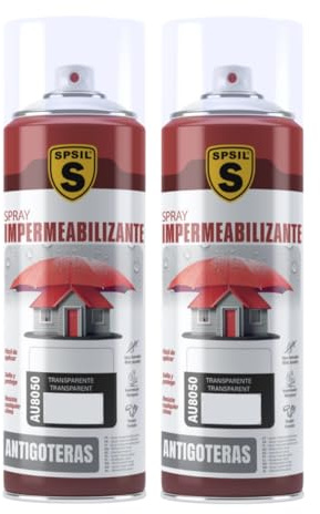 SPSIL Spray Sellador Impermeable Transparente 400ml(pack of 2) - Spray Impermeabilizante Multisuperficie Antigoteo Anti-UV, Secado Rápido, Repara Grietas y Fugas, Interior y Exterior