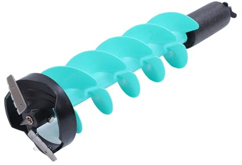 Jiawu Taladro de Hielo de 6 Pulgadas, Taladro Eléctrico para Pesca de Invierno, de Hielo de Nailon Resistente de 28 Pulgadas de Largo con 2 Cuchillas de Acero, Adaptador Universal de Fácil Instalación
