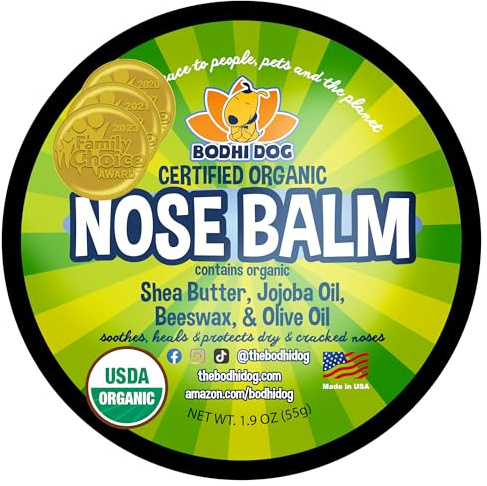Bodhi Dog Organic Nose Balm - Moisturizes, Soothes & Protects Dry and Cracking Noses - USDA Certified Organic for Dogs & Cats - Suitable for All Breeds, Including Bulldogs, Retrievers & Terriers (2oz)
