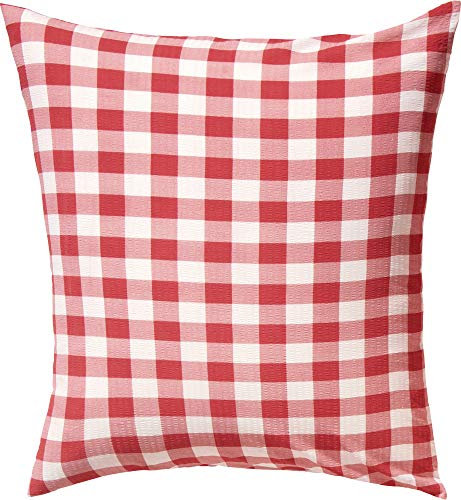 Erwin Müller Seersucker Zusatz-Kissenbezug karo in Wendeoptik rot-weiß Größe 80x80 cm - für die warme Jahreszeit, bügelfrei, schnell trocknend, mit Reißverschluss