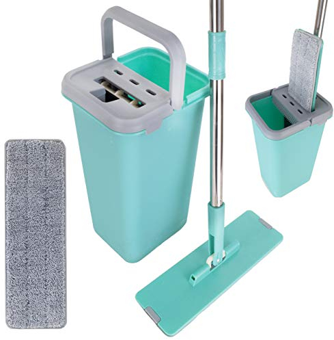 Maury's Flat Mop Lavapavimenti Automatico E Salvaspazio Secchio Auto Detergente a Doppio Scomparto (Flat Mop Completo) Colori Assortiti Rosso Bordeaux o Tiffany