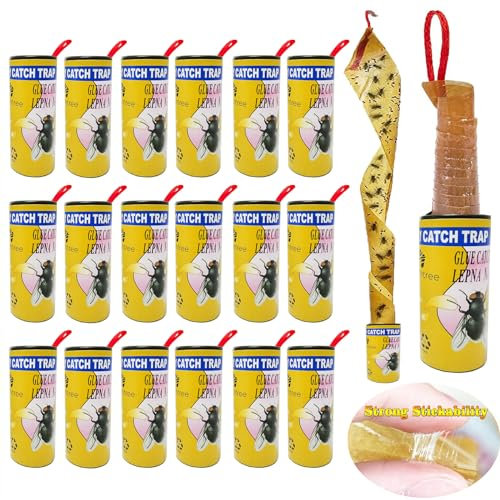 Torchtree Fly Trap,18 Pcs Fly Paper,Fly Catcher,Fly Traps indoor for Home Use,Fly Strips,Fly Catcher Indoor