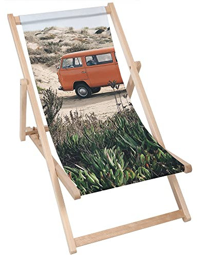 DreamRoots Liegestuhl Klappbar Holz aus Buchenholz, bis 130 kg belastbar, 3-Fach verstellbare Rückenlehne, waschbarer Polyesterbezug