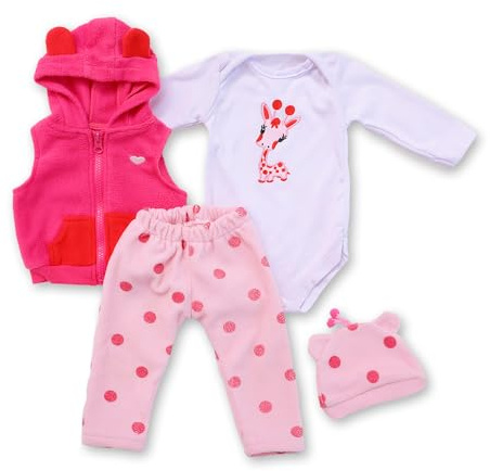 ZIYIUI Bambole Reborn Vestiti Neonato Vestiti Set,Vestiti Reborn 55 cm Adatto a 50 cm - 55 cm Reborn Doll，Set di Cartoni Animati Della Giraffa. Giacca in Morbido Cotone Bambole Reborn Dolls Vestiti