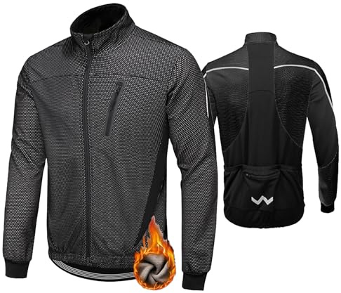HOMTOL Uomo Giacca da ciclismo Fodera in pile polare Impermeabile Giacca termica invernale da ciclismo Antivento Giacca in pile MTB