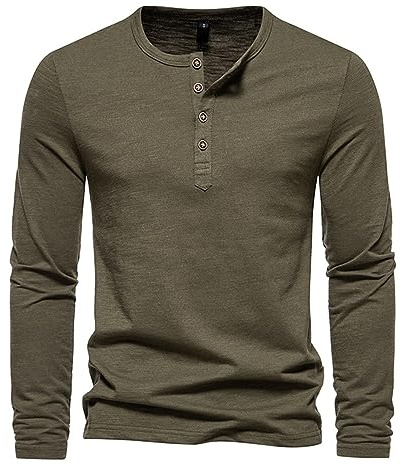 Mens Long Sleeve T Shirt Multi Pack Loose Fitting Men's Linen Cotton Henley Shirt Casual Long Sleeve Beach Shirt