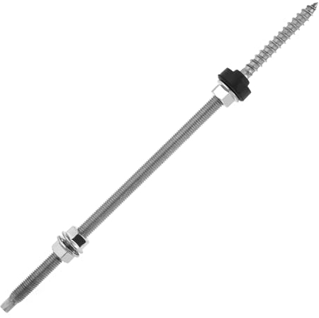 LT Easiyl 4 Stück Stockschrauben 304 Edelstahl Höhenverstellbar Solar Stockschrauben für Photovoltaik Solarbefestigung auf Gebäudächern, M10x300mm