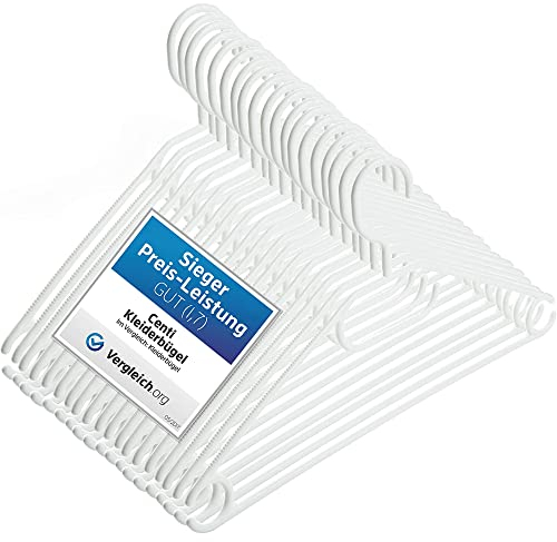 Livinja Kleiderbügel weiß 20 Stück mit drehbaren Haken, Kleiderbügel Kunststoff, Kleiderbügel Plastik weiß, Made in EU, Kleiderbügel Haken platzsparend, 100% Recyclingmaterial