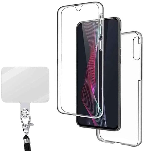 2in1 Set - 360 Grad Rundumschutz Handyhülle kompatibel mit Huawei P Smart 2021 Transparent Stoßfest Silikon Bumper Case Outdoor Full Cover Eingebautem Displayschutz Schutzhülle Klar Pad für Kordel