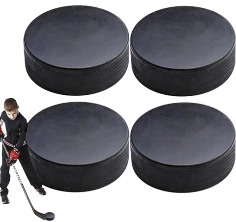 Lainiaoly Übungshockey-Pucks, Eishockey-Puck, 4 Stück, Standardgröße, Klassische Trainings-Pucks, 2,5 cm Dick, 7,6 cm Durchmesser, Für Roll- Und Teichhockey, Jugendliche Und Erwachsene