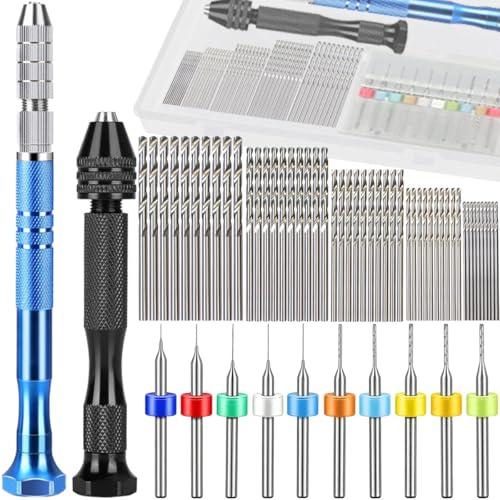 EATBALE Set di mini trapano a mano da 60 pezzi micro punte a spirale PBC mini trapano morsetto di precisione strumento di rotazione a spirale semiautomatico per resina resina polimerica argilla