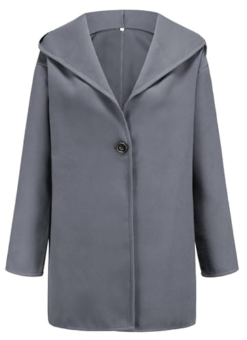 Swing Cropped Jacka Dam Överdimensionerad Cropped Pea Coat Slagjacka Öppen Fram Vinter Kort Ytterkläder Grå 5X Large