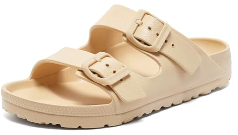 Foinledr Bekväma sandaler för kvinnor med justerbart spänne, halkfria sommartofflor för män, unisex mjuka tofflor, Casual Eva tofflor, Platta Orthopediska sandaler med Clog Sole