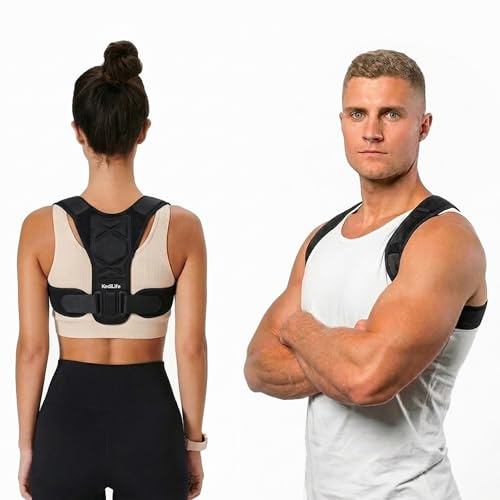 KediLife Corrector Postura Espalda y Hombros para Hombre y Mujer - Talla S/M - Corrector de Espalda Transpirable y Ajustable - Soporte para Espalda Recta y Alivio de Dolores - Ergonómico y Discreto