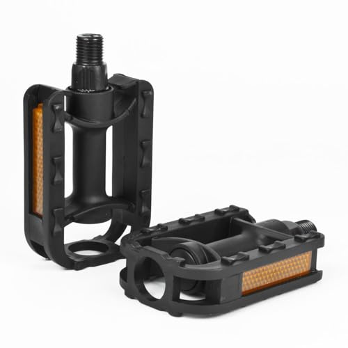 Komodo Kids Bicycle Pedals 1/2 Inch (NOT 9/16 INCH - PLEASE CHECK) Childrens Bike Flat Pedal Set (Black)