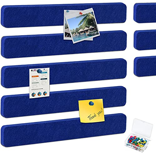 HyFanStr 8 Stück Pinnwand Bar Streifen Korkplatte, Blau Selbstklebende Korkplatte mit 40 Stück Pushpins für Foto Hängen, Bulletin Tafeln Heimdekoration Wanddeko für Notizen Büro