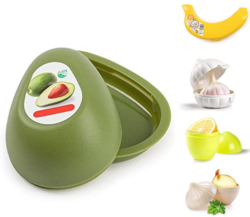 plastific Plastic Reusable Vegetable Storage Box Avocado Safe Box Banana Case Lemon Saver Freezer Fridge Holder Left Over, Fresh-Keeping Cases (Avocado Saver Box)