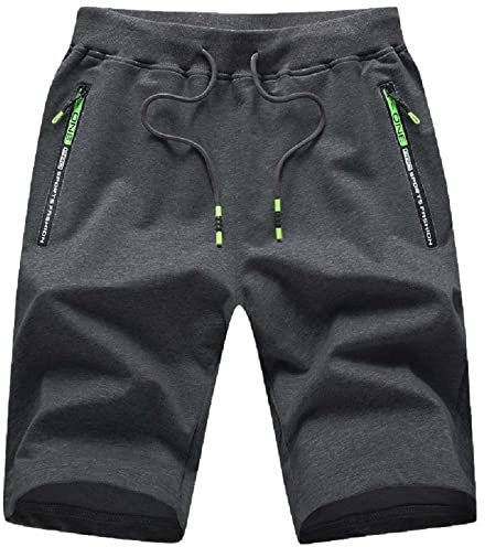 JustSun Pantalones Cortos Hombre Deporte Shorts Running con Cremallera