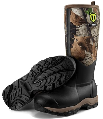 TIDEWE Hunting Boot for Men, 400g Insulated Waterproof Sturdy 16 Men's Hunting Boot, 6mm Neoprene and Rubber Outdoor Boot Next Camo G2 US Size 9