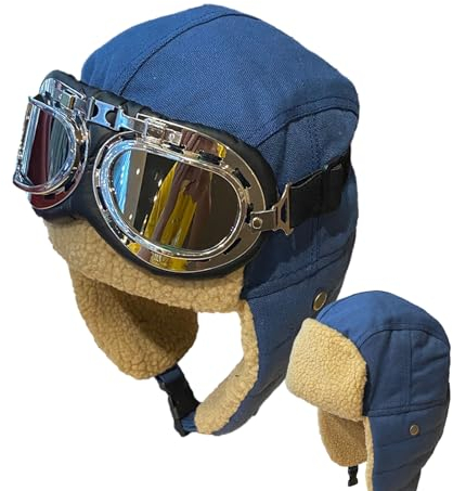 Pilotenhut für Erwachsene – Zubehör für Kostüme, Pelzohrmuscheln mit Brille | Pilotengeschenke für Männer der Luftfahrt, Pilotenkostü für Erwachsene, Zubehör