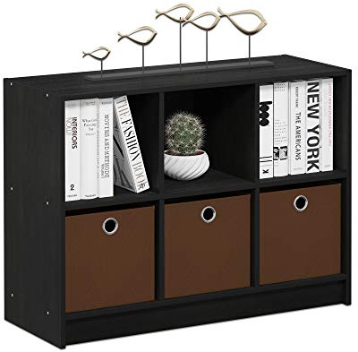 Furinno CUBIC Organizer e Stoccaggio Armadio, Organizer Armadio 6 Cubi con Cesti, Ripiani Aperti per Armadio, Camera da Letto, Soggiorno, Americano/Marrone Medio
