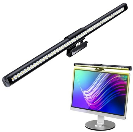 Monitor-Lichtleiste mit Touch-Steuerung, 5–100 % stufenlos, dimmbar und 5 Farbtemperaturen, verstellbare Computer-Monitorlampe, 40° drehbares USB-Bildschirmlicht für Arbeit, Studium, Lesen