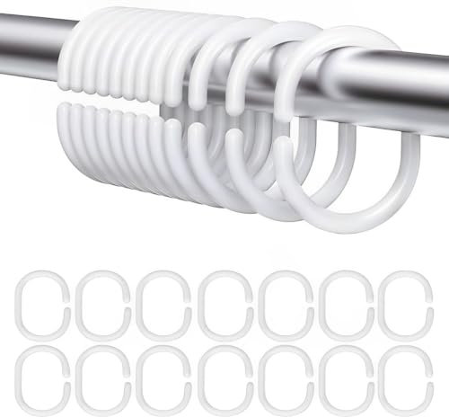 EIHI Kunststoff Duschvorhang Haken, Duschvorhangringe, Duschvorhang Ringe, Ringe für Duschvorhang in C-Form, Vorhang Aufhängeringe, 32 Stück