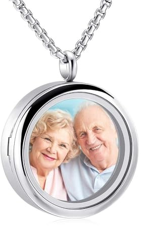 QGJNSGC Collier de Bijouterie de Crémation, Médaillon Commémoratif en Forme de Cœur, Urne de Souvenir en Acier Inoxydable, Pendentif pour Cendres avec Support pour Photos, One Sizes, Acier inoxydable