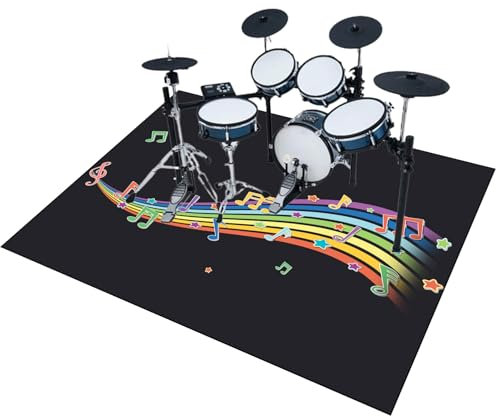 EYKWKB Tapis de Batterie Professionnel, Tapis de Tambour Insonorisé, Antidérapant, 120 x 70 cm, Polyester + Caoutchouc