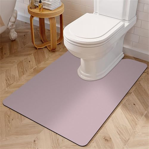 Treer Alfombrillas de Baño Antideslizantes, Diatomita Alfombra WC en Forma de U Secado Rapido, Suave, Absorbente, Lavable para Pedestal de Inodoro (Rosa púrpura,55 * 60cm)