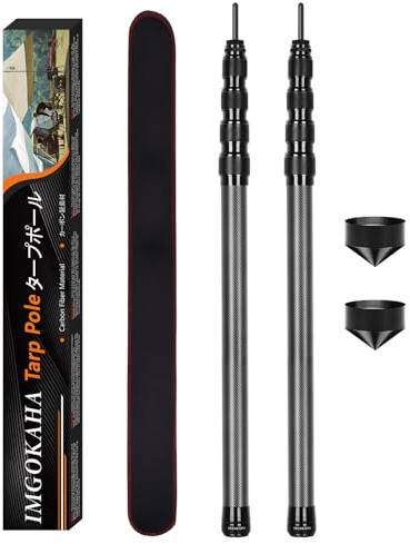 Tent Pole Carbon Fiber, Telescopic Tarp Poles 2.1M, Camping Adjustable Tarp Poles, Extendable Tent Poles 58-210cm, Awning Poles for Camping, Backpacking, Hiking, Canopy & Outdoor Shelter(Set of 2)