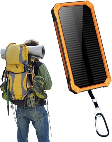 Solbatteri - bärbart batteri på 1 0 000 mAh med trådlös laddare och ficklampa | Snabbladdningsenhet för utomhusresor, camping, nödenergi, bärbar solladdare