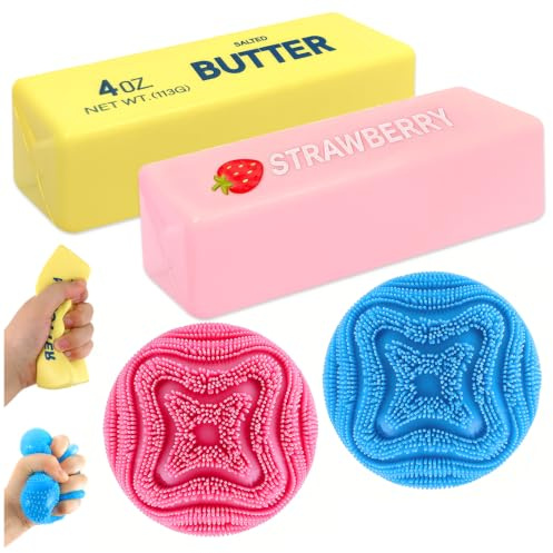 KutaKuta 2 Pezzi Fuzz Ball Squishy, Blu + Viola Giocattolo Antistress a Forma di Pallina con Gomma Morbida con Granuli in Rilievo, Giocattolo Antistress per Bambini, Adulti, Ufficio, 25Toys1