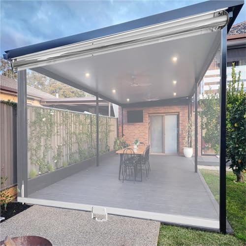 Tenda a Rullo in PVC Trasparente HD Impermeabile & Antivento con Sistema a Molla e Maniglia per Pergola/Balcone/Giardino e Interni Cucina/Bagno/Supermercato/Ristorante Personalizzabile(W165xH100cm)