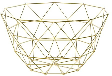 Agyo Porte-fruits en métal doré - Panier à fruits design moderne pour cuisine et table - Diamètre 26 cm, Hauteur 14 cm - Bol décoratif en fil de fer doré