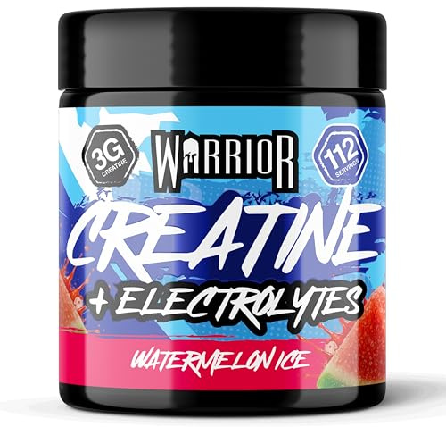 Warrior Creatine Monohydrate + Electrolytes 360g (112 Servings) – Creatine & Electrolyte Powder Drink – Micronised Creatine Powder for Strength, Performance & Hydration – Watermelon