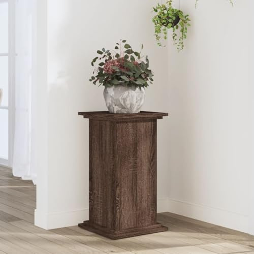 Mokuyary Soporte para plantas marrón con aspecto de roble 33 x 33 x 60 cm, material de madera, estantería para plantas interior y exterior, escalera decorativa para flores, para terraza, balcón, salón
