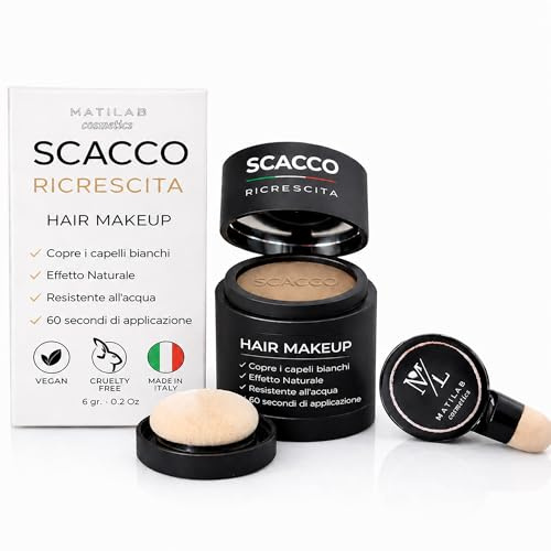 Scacco Ricrescita, Polvere Ritocco Ricrescita Capelli Professionale 6 gr, Copertura Radici Bianche e Diradate, Effetto Naturale, Lunga Tenuta per Uomo e Donna (Biondo Medio)