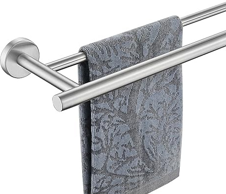 JQK Double Bath Towel Bar, 33 Inch 304 Stainless Steel Thicken 0.8mm Towel Rack for Bathroom, Towel Holder Brushed Finished Wall Mount, Useable Length 30 Inch, TB100L30-BN