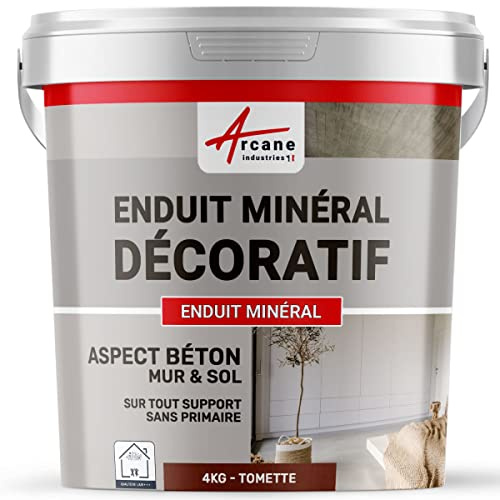 Enduit minréral decoratif interieur | Aspect/Effet beton pour sol et mur toute pièce intérieure - 4 kg Tomette - ARCANE INDUSTRIES