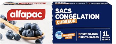 Alfapac - Bolsas de congelación con Cierre Deslizante - Herméticas y Reutilizables - Protectores y conservantes - 15 x 1 L