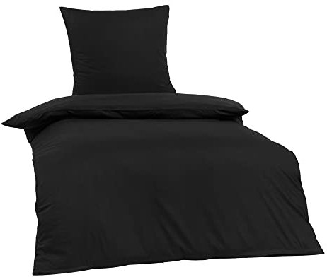Brielle Bettwäsche aus 100% Baumwolle 135 x 200 cm - Bettwäsche-Set Biber Schwarz, hohe Qualität, weich, einfarbig mit Öko-Tex-Zertifizierung