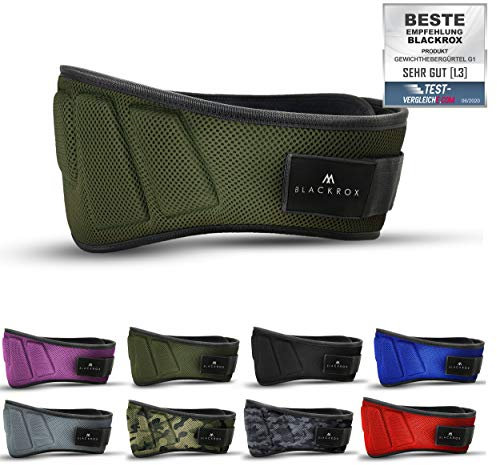 BLACKROX Gewichthebergürtel G1 Vergleichssieger Trainingsgürtel Fitness Gürtel Krafttraining bodybuilding Gewichtheben Powerlifting Gym Weightlifting Belt training Herren Damen (Army Grün, L)