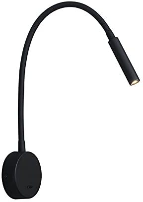 DAWALLIGHT Schwanenhals Lampe Schwarz, 3W LED 3000K Warmweiß Bett Leseleuchte Wandmontage, Aluminium Nachttisch Leselampe mit Schalter für Buch
