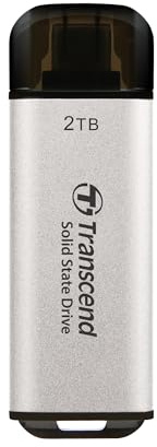 Transcened ESD300 2TB USB 10Gbps, Type C, Silber, bis zu 1,050 MB/s, Externe SSD | Dual-Anschluss (USB-C & A) | für iPhone 15/16/17 & Android