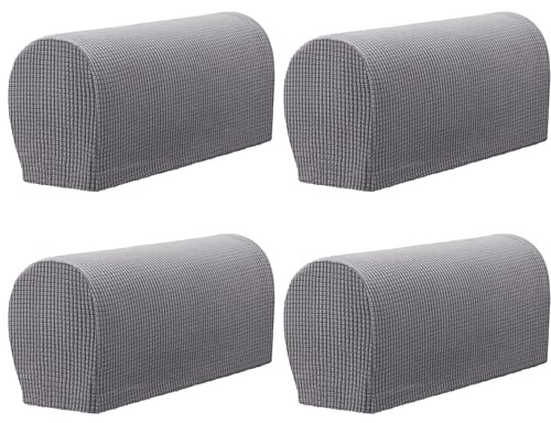 Juego de 4 sillón Antideslizante, Protector de reposabrazos para sofá, Protector de Muebles Funda para sillón (Gris Claro)