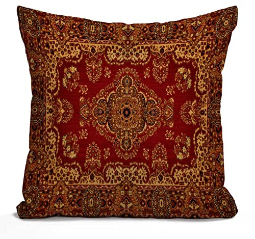 Tomda Rug Cushion Cover Vintage Retro Boho Pillow Case Bohemian Ornament Farmhouse Pillow Cover Cotton Linen Decorative Square Throw Pillow Cover 18x18 Inch for Sofa Couch Decoration 45x45cm