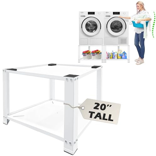 Royxen Laundry Pedestal 20 Height Universal Fit 700lbs Capacity, Washing Machine Base Stand Dryer Base Platform Heavy Duty, 28“ Wide (White)