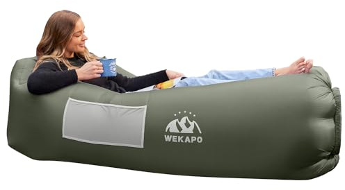 WEKAPO Chaise longue gonflable – Accessoires de camping et de plage, canapé gonflable portable pour la randonnée, la pelouse, les films d'intérieur/extérieur et les festivals de musique. Hamac