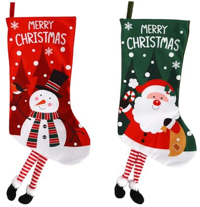 Hileyu Weihnachtsstrumpf 2er Set,Nikolausstrumpf,Lange Beine Design Nikolausstiefel zum Befüllen,Nikolaussocke,Hängende Socke Candy Geschenk Taschen für Familie Weihnachten Urlaub Decoratio,57CM